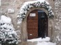 the entrance with the snow